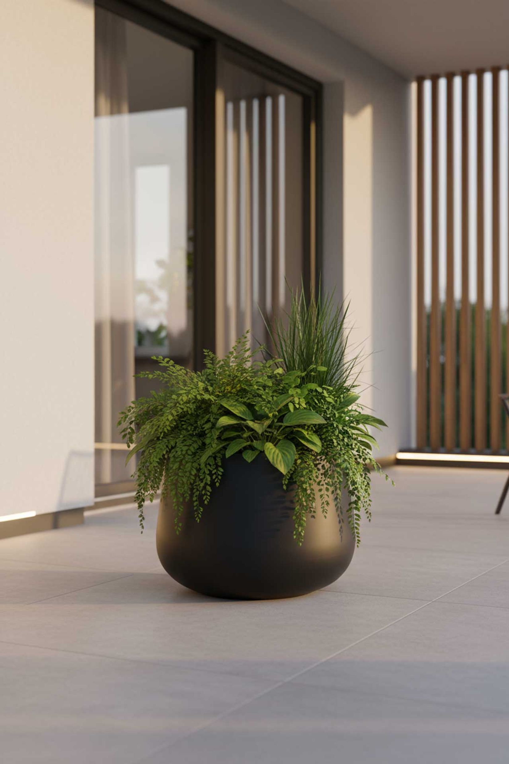 Blumentopf Pflanztopf Fiberglas GIRAR Anthrazit