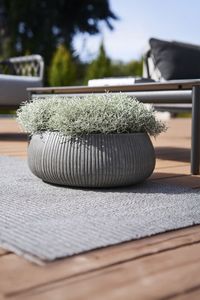 Pflanzschale Dekoschale PERA Fiberglas Anthrazit geriffelt