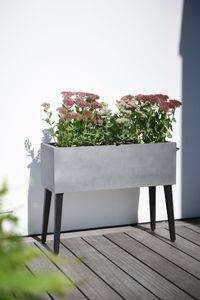 Pflanzkübel Blumenkasten mit Füßen Fiberzement "Mikano", Grau