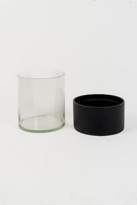 Windlicht Kerzenhalter CANDIRA rund Schwarz Matt
