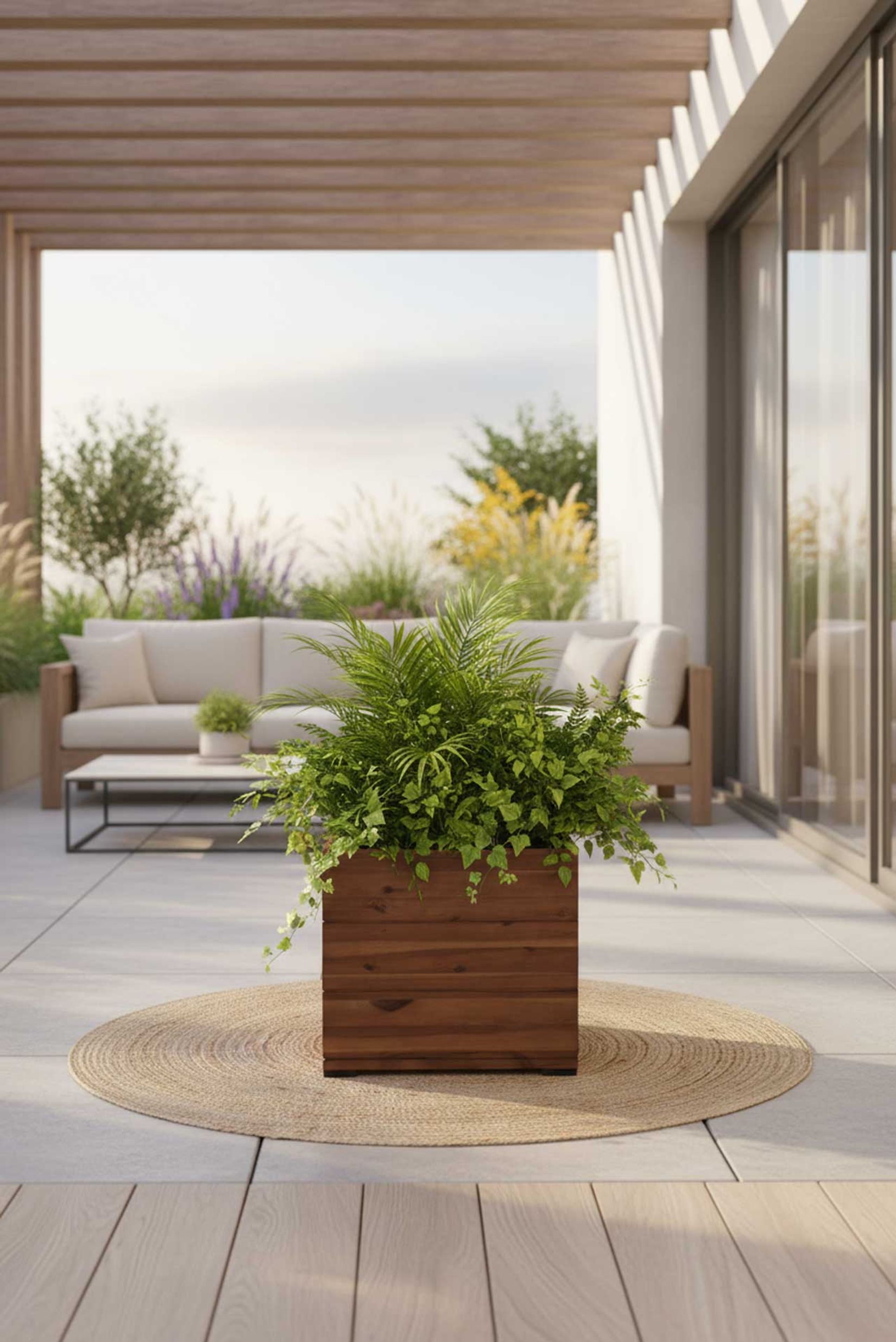 Pflanzkübel Blumenkübel Holz BLOCK Würfel mit Einsatz