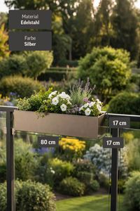 Balkonkasten Blumenkasten Edelstahl "Binox", Gebürstet