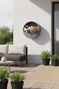 Wandtopf Wandkübel Wandblumentopf MURA Fiberglas Grau