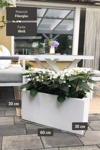 Pflanzkübel Pflanztrog Fiberglas "Maxi", Weiß Matt