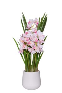 Kunstpflanze Orchidee Cymbidium im cremefarbenen Dekotopf ORCHIDEA rose