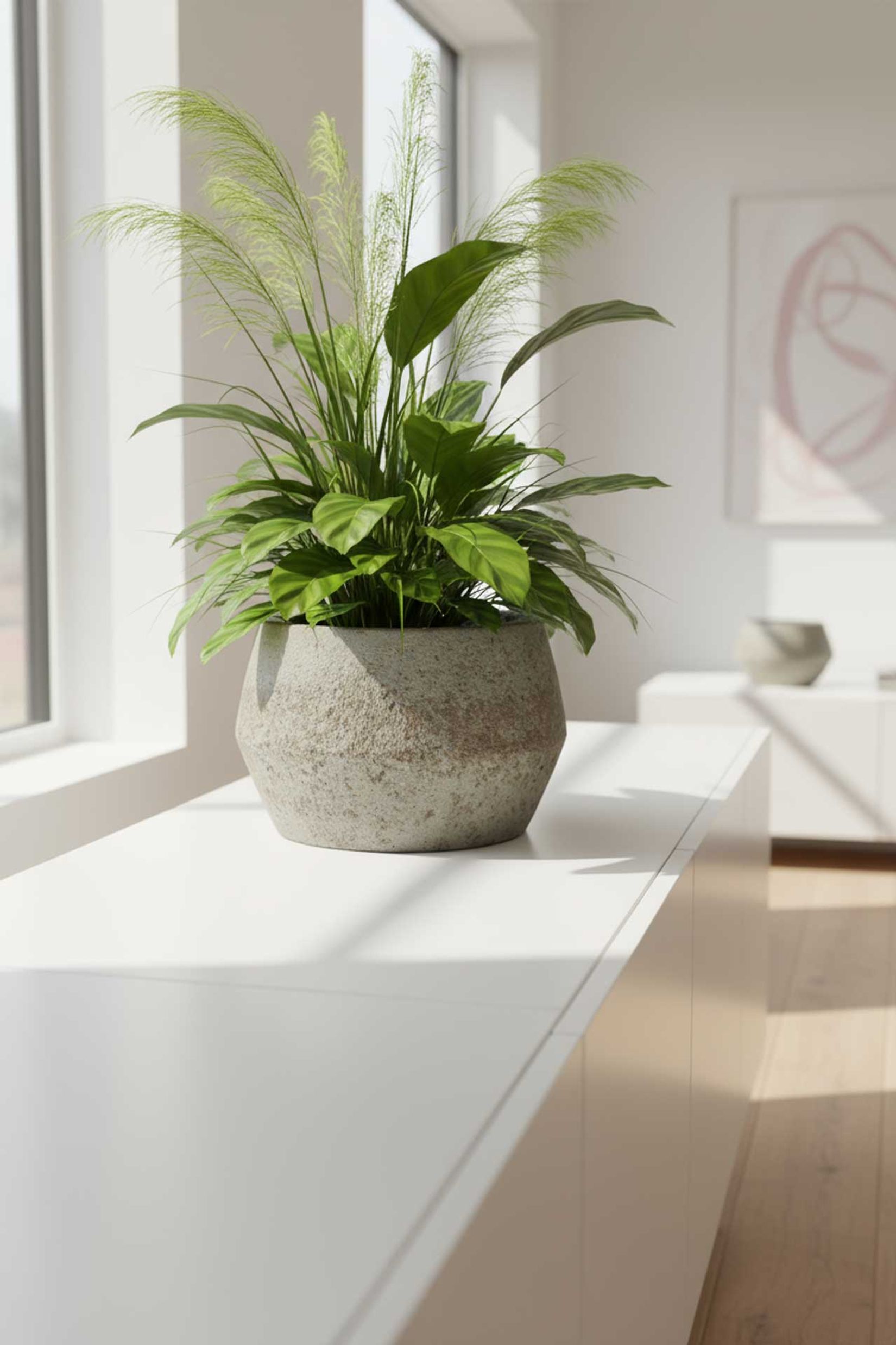 Pflanzkübel Blumentopf Fiberzement BRIGATA Erdgrau