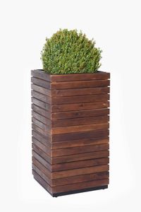 Pflanzkübel Blumenkübel Holz Akazie "Block" Säule, Braun