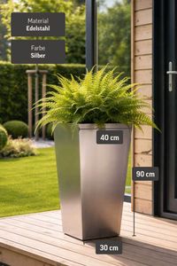 Pflanzkübel Blumenkübel Edelstahl "Classic", Gebürstet
