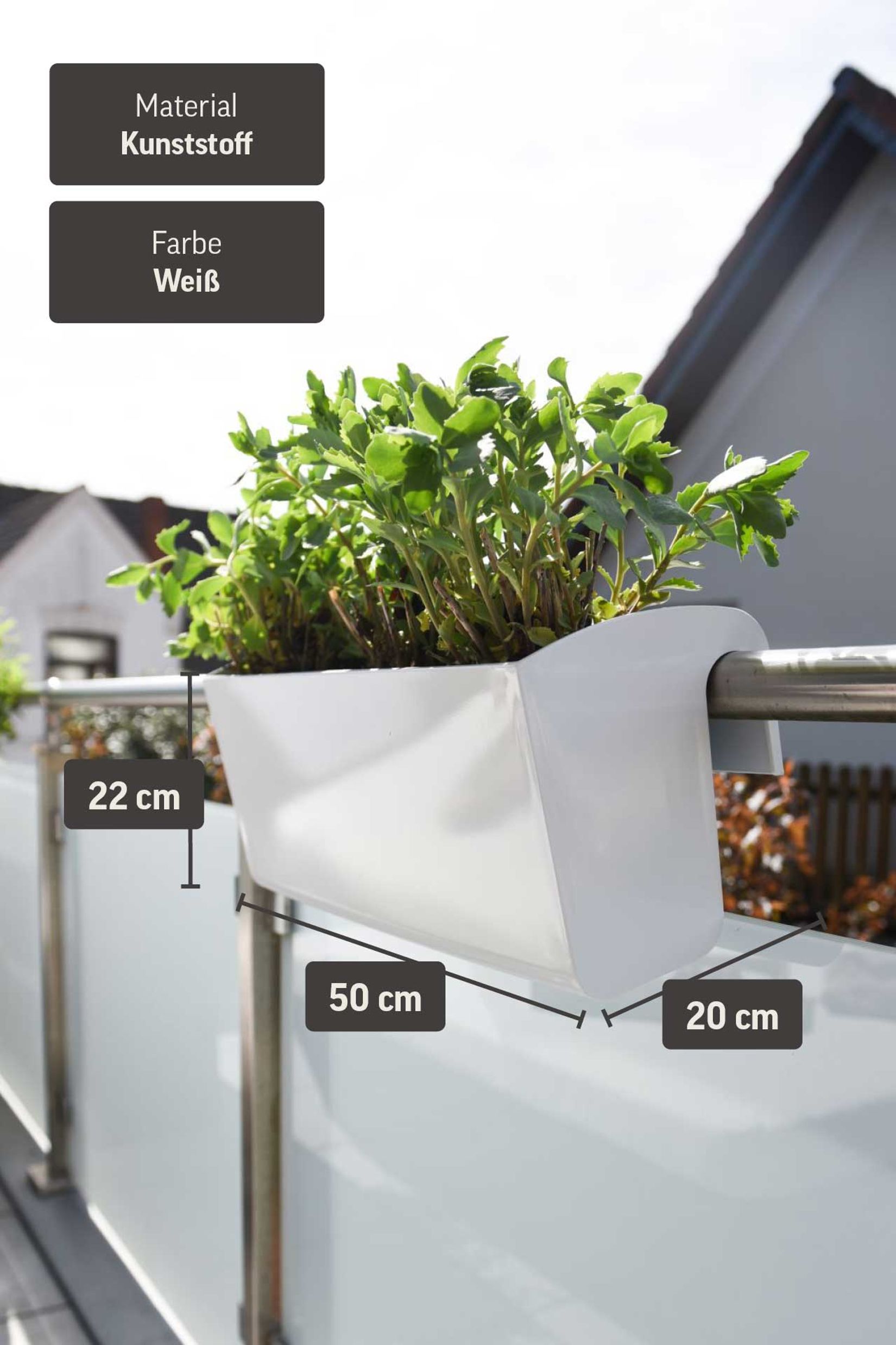 Balkonkasten Kunststoff "Balkona Classico" inkl. Bewässerungssystem, Weiß Hochglanz Balkonkasten Kunststoff "Balkona Classico" inkl. Bewässerungssystem, Weiß Hochglanz