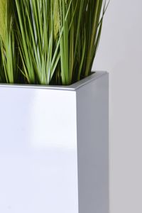 Pflanzkübel Blumenkübel Fiberglas "Block" Säule, Weiß Hochglanz