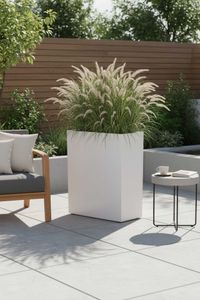 Raumteiler mit Rollen pulverbeschichteter Edelstahl "Elemento", Creme Weiß