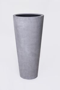 Pflanzkübel RONDO CLASSICO Fiberglas Beton-Design Grau 37x80 mit Kunstpflanze OLIVEIRA