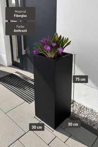Pflanzkübel Blumenkübel Fiberglas "Block" Säule, Anthrazit