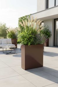 Raumteiler mit Rollen pulverbeschichteter Edelstahl "Elemento", Mocca