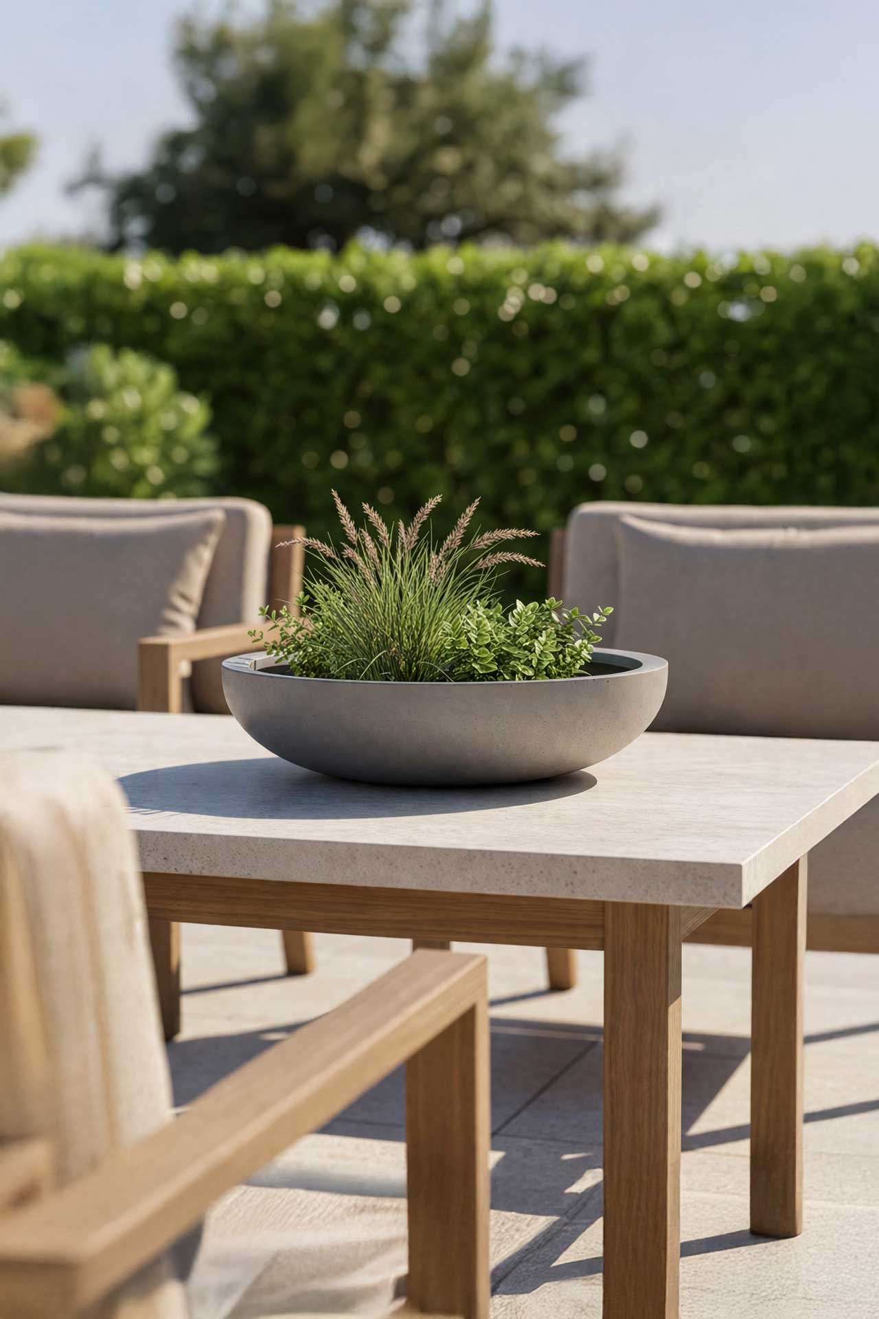 Pflanzschale Blumenschale Fiberglas PLANA Beton-Design Grau | 34x9 cm | 10310121349