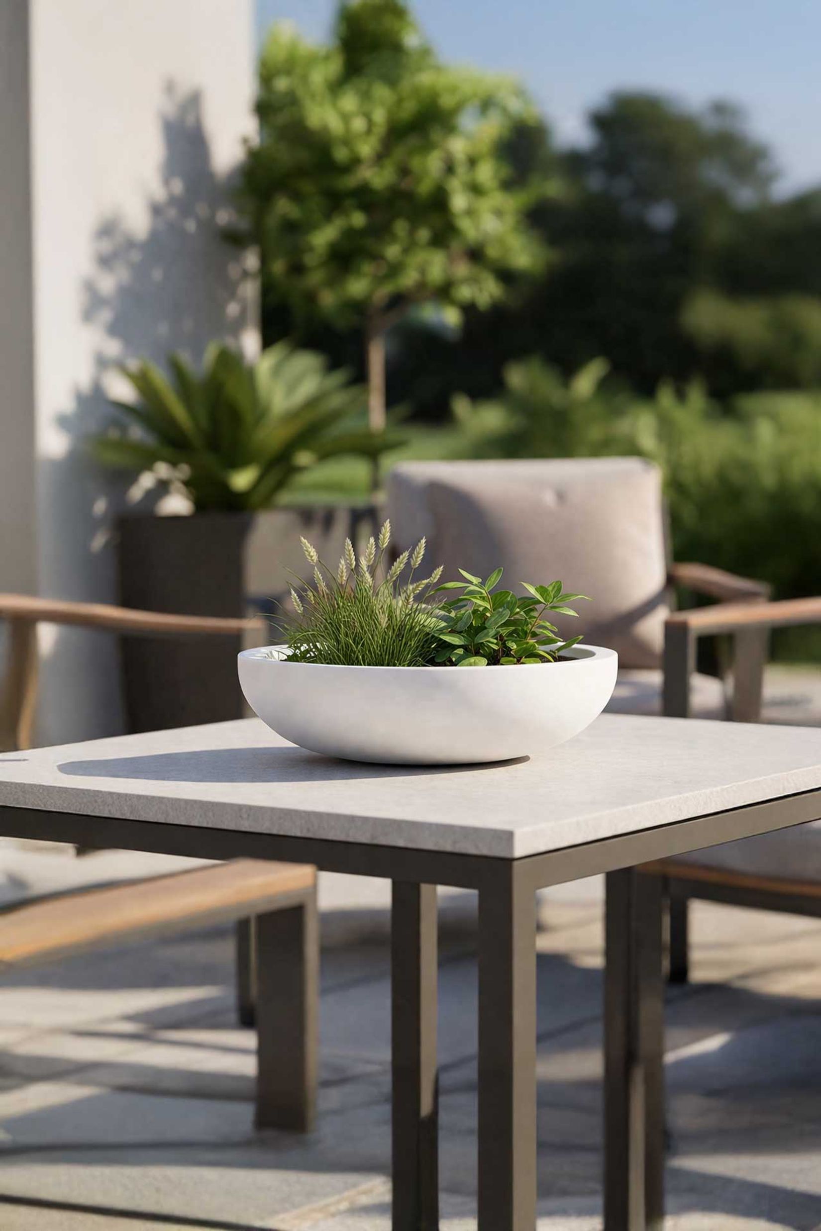 Pflanzschale Blumenschale Dekoschale Fiberglas PLANA Weiß