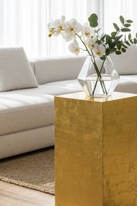 Podest Säule Dekosäule Fiberglas, Gold Hochglanz