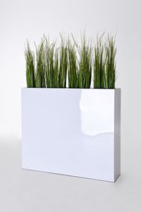 2er Set Pflanzkübel Raumteiler Fiberglas "Elemento", Weiß Hochglanz