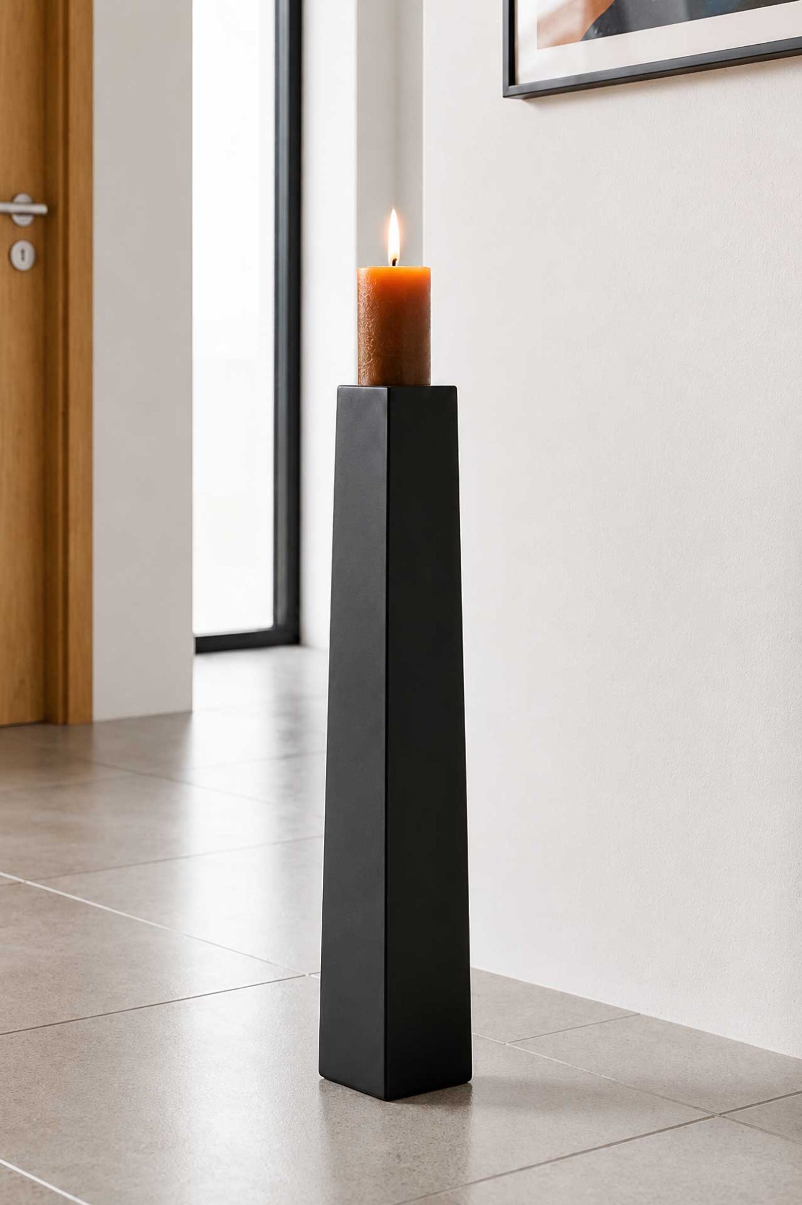 Kerzenständer Standkerzenhalter Fiberglas Schwarz Matt OBELISK