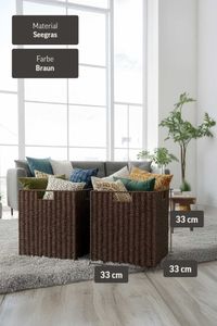2er Set Regalkorb Schrankkorb Seegras "Segra", Braun