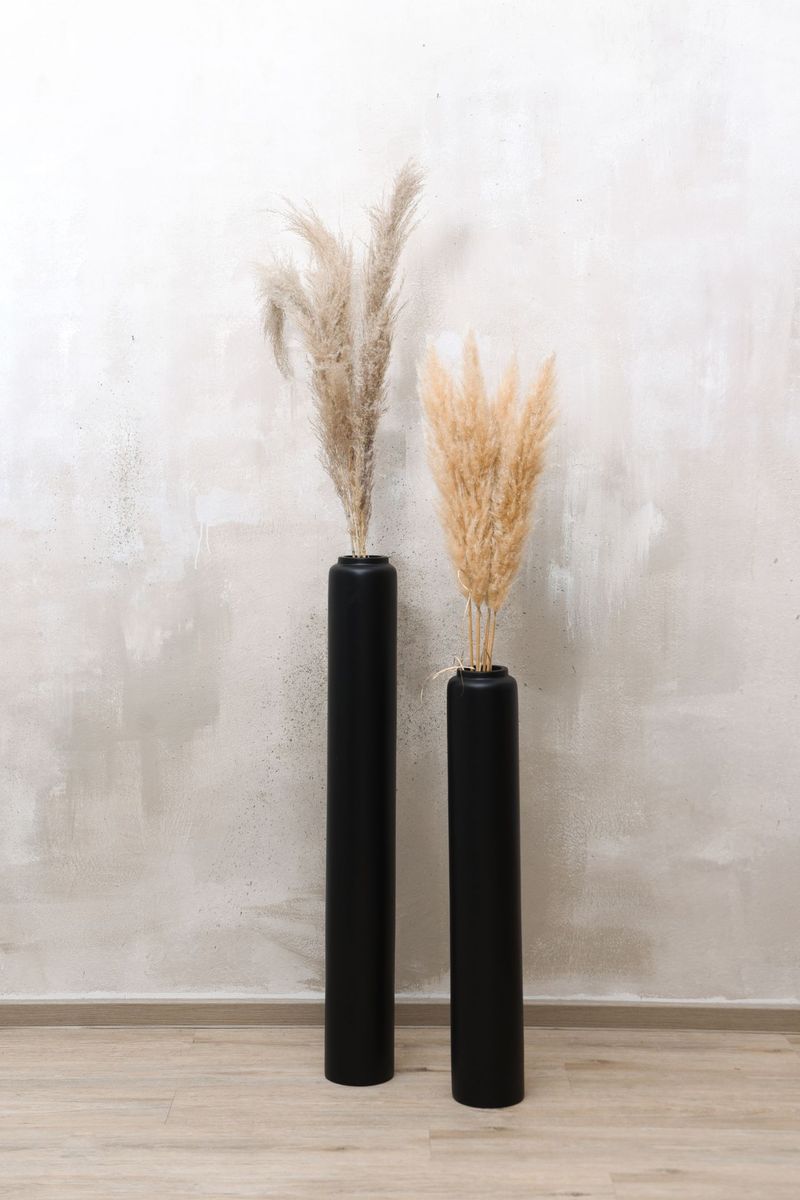 Bodenvase Fiberglas Schwarz Matt DIRETO | 80x10 cm | 71011031380