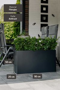 Pflanzkübel Raumteiler Fiberglas Anthrazit ELEMENTO SLIM