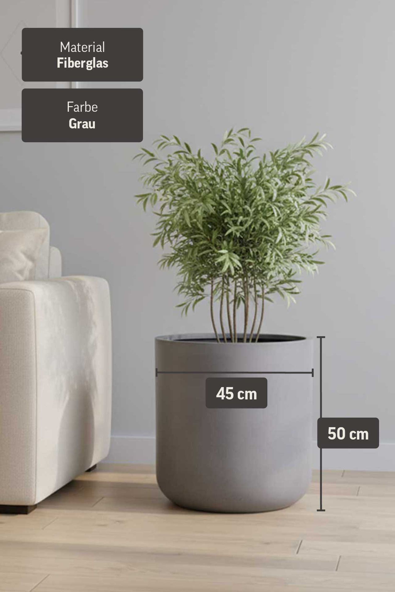 Blumentopf Pflanztopf Fiberglas CHICO Beton-Design Grau Blumentopf Pflanztopf Fiberglas CHICO Beton-Design Grau