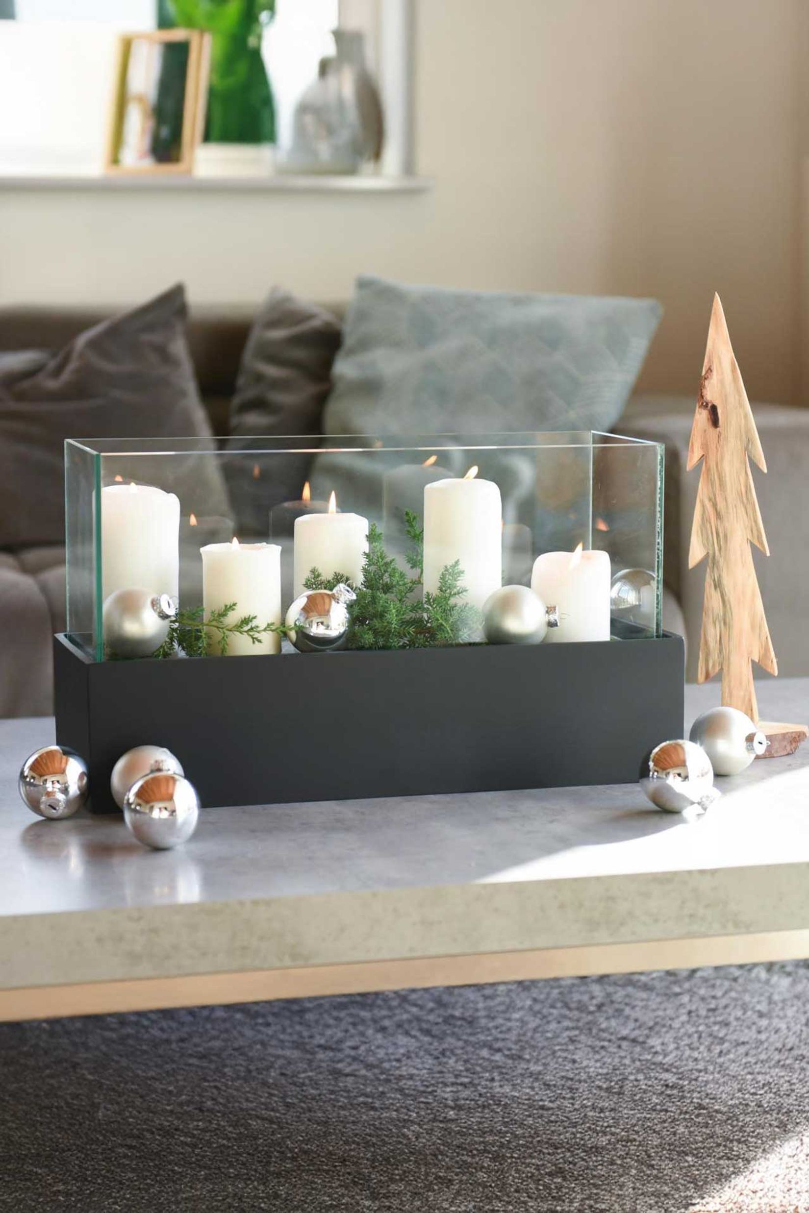 Deko-Windlicht Kerzenhalter rechteckig CANDELITO Schwarz Matt