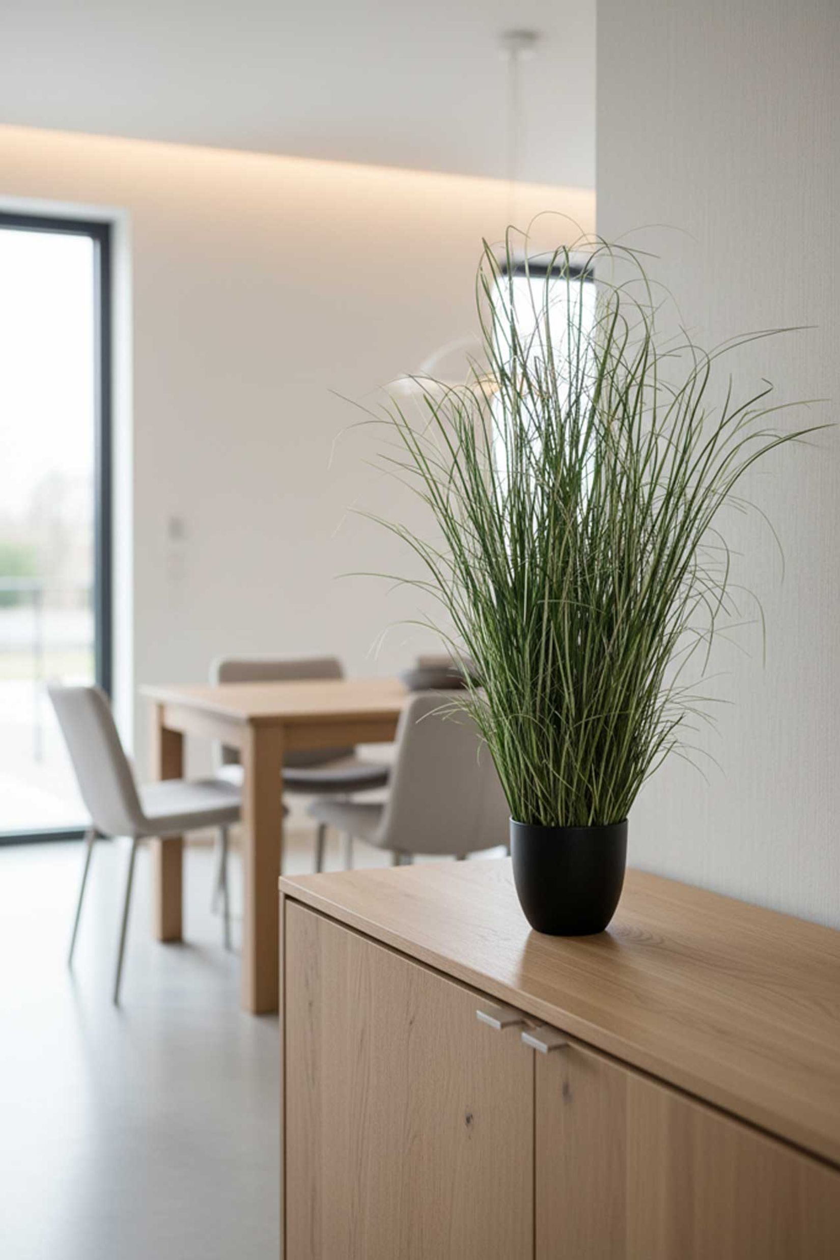 Kunstpflanze Zebragras in schwarzem Kunststofftopf GREVY