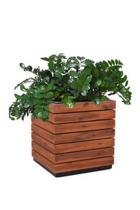 Pflanzkübel Blumenkübel Holz Akazie "Block" Würfel, Braun