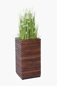 Pflanzkübel Blumenkübel Holz Akazie "Block" Säule, Braun