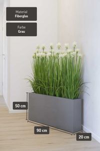 Pflanzkübel Raumteiler Fiberglas Beton-Design Grau ELEMENTO SLIM