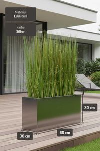 Pflanzkübel Pflanztrog aus Edelstahl "Maxi", Gebürstet