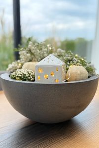 Dekoschale Schale Pflanzschale CUENCO Fiberglas Grau