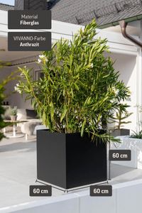 Pflanzkübel Blumenkübel Fiberglas "Block" Würfel, Anthrazit