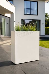 Raumteiler mit Rollen ELEMENTO pulverbeschichteter Edelstahl 88x30x100 cm Beige