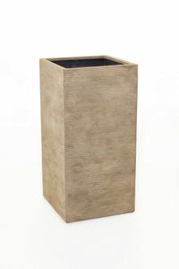 Pflanzkübel Blumenkübel Fiberglas "Block" Säule, Beige gestreift