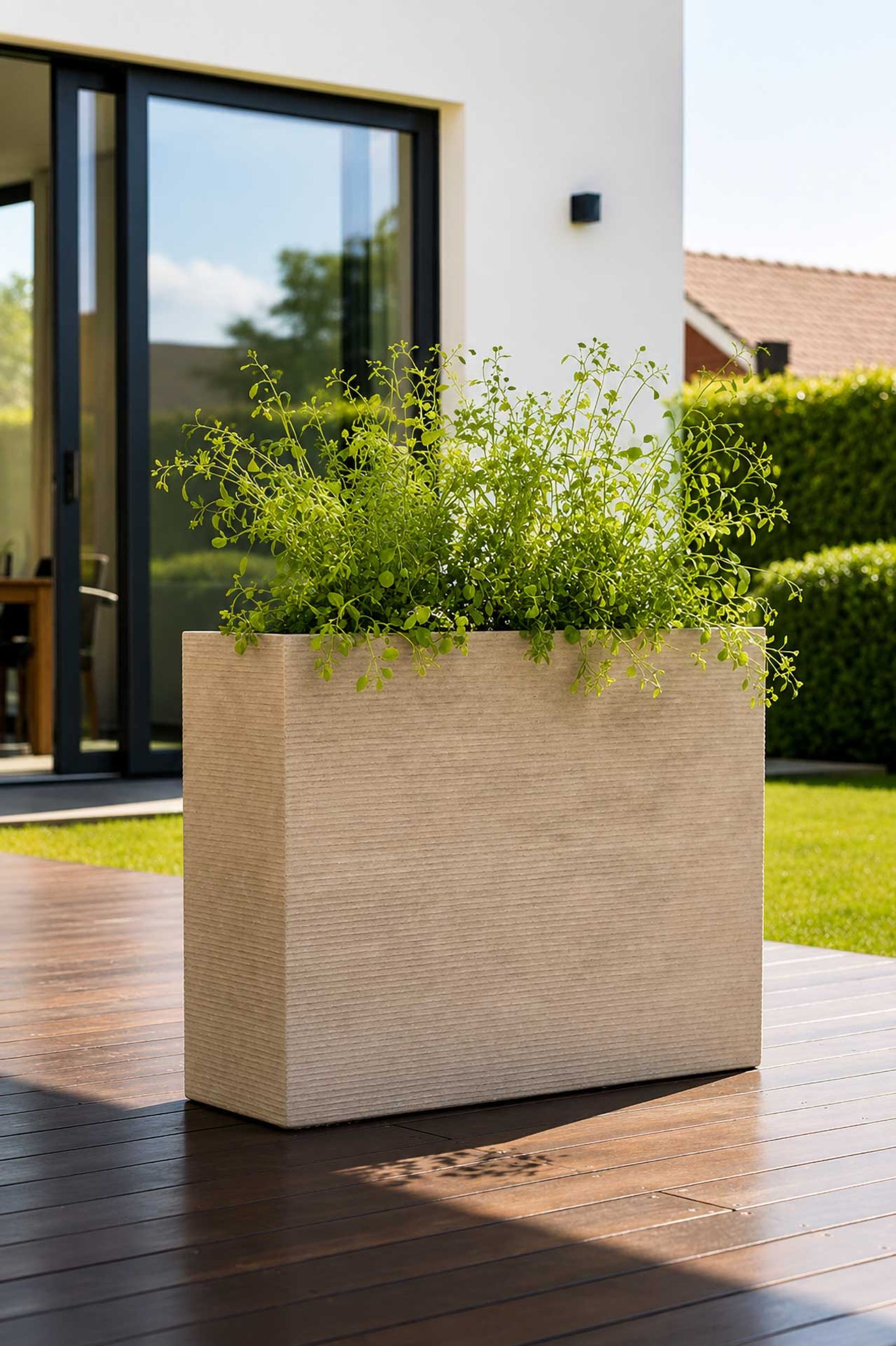 Pflanzkbel Raumteiler Fiberglas "Elemento", Beige gestreift | 212108130075  | VIVANNO