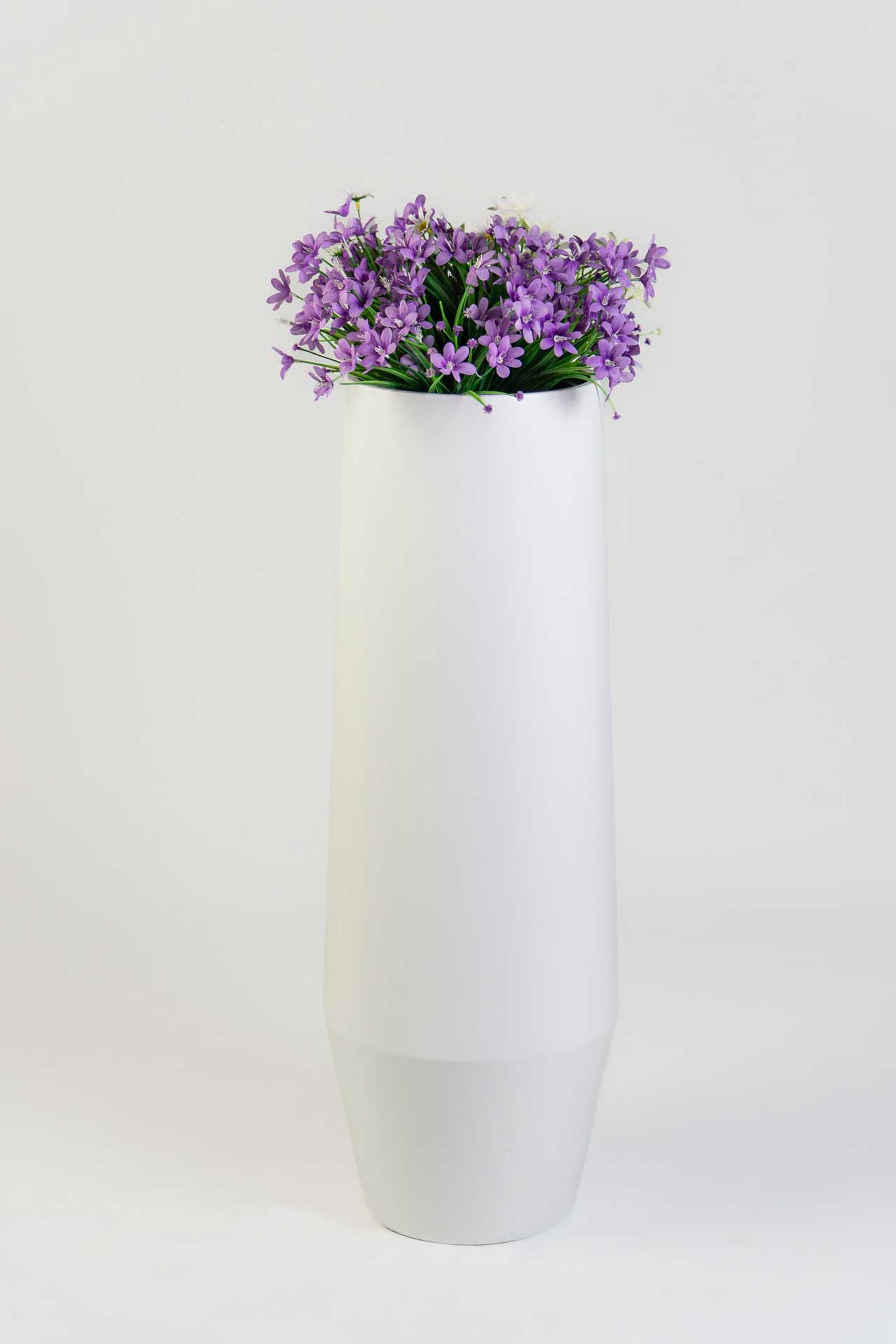 Pflanzkübel Bodenvase Fiberglas BERBELO Weiß Matt