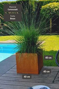 Pflanzkübel Blumenkübel Cortenstahl "Block" Würfel, Rostbraun