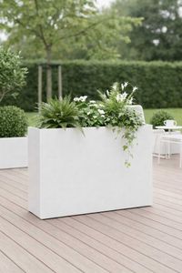 Pflanzkübel Raumteiler Fiberglas "Elemento", Weiß Matt
