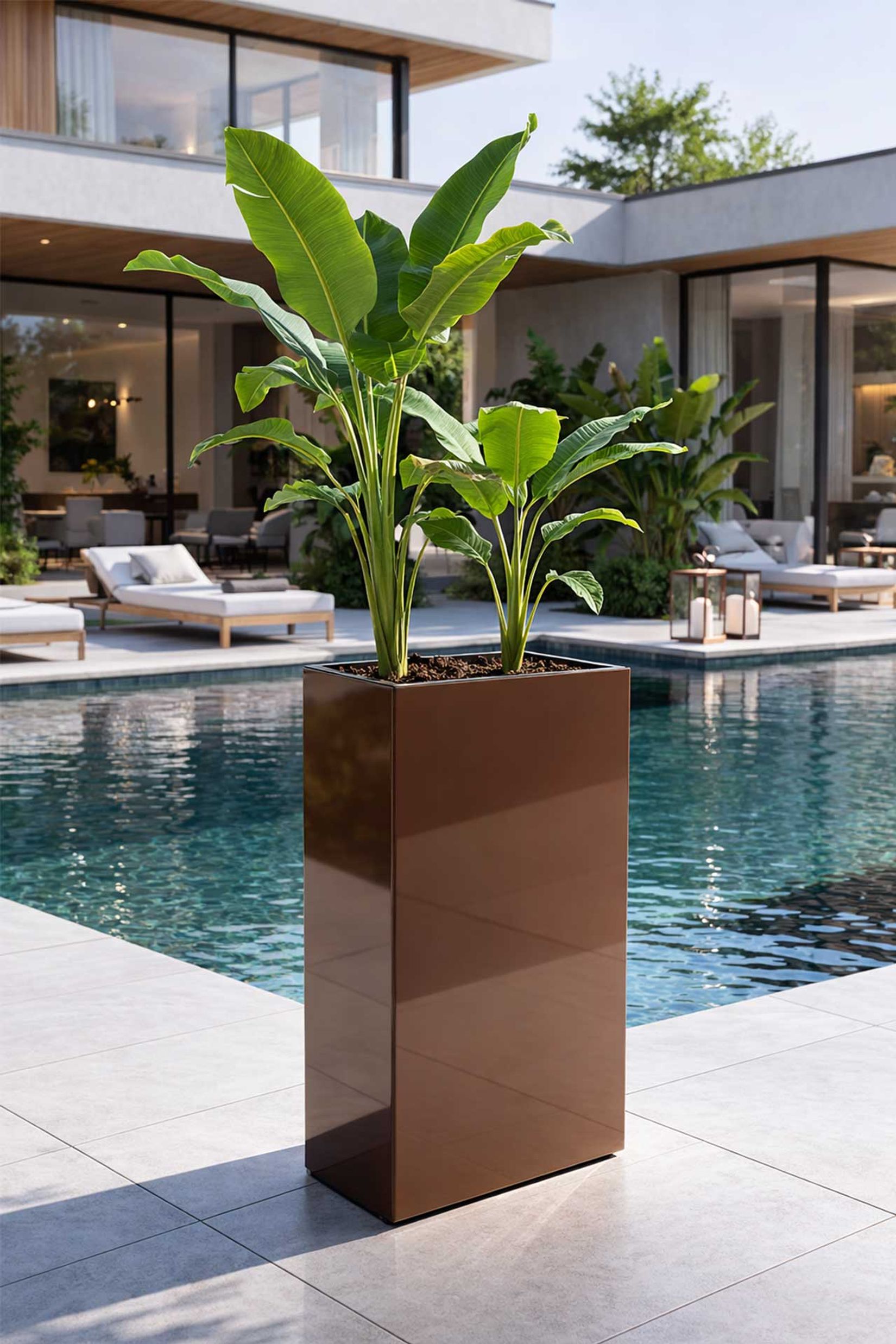 Raumteiler mit Rollen pulverbeschichteter Edelstahl "Elemento", Mocca