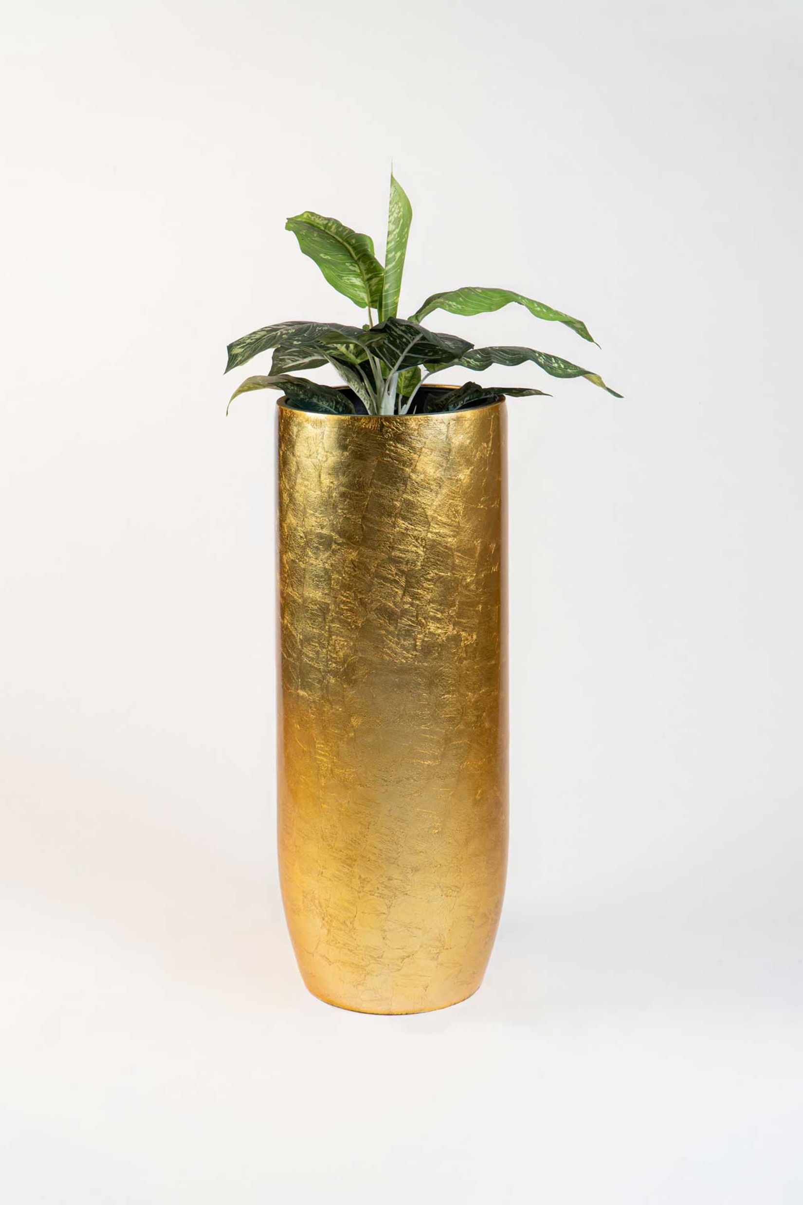 Pflanzgefäß Bodenvase SOLERIO Fiberglas Gold Hochglanz