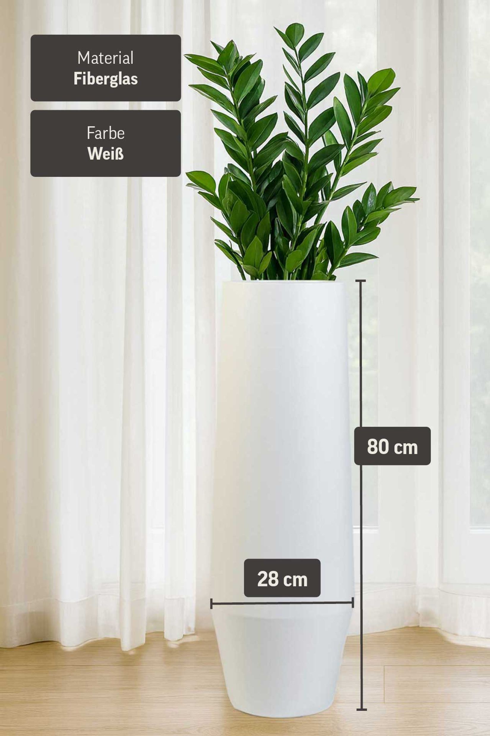 Pflanzkübel Bodenvase Fiberglas BERBELO Weiß Matt