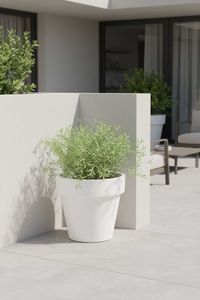 Blumentopf Pflanzkübel aus Kunststoff Rund Weiß LEVANTA