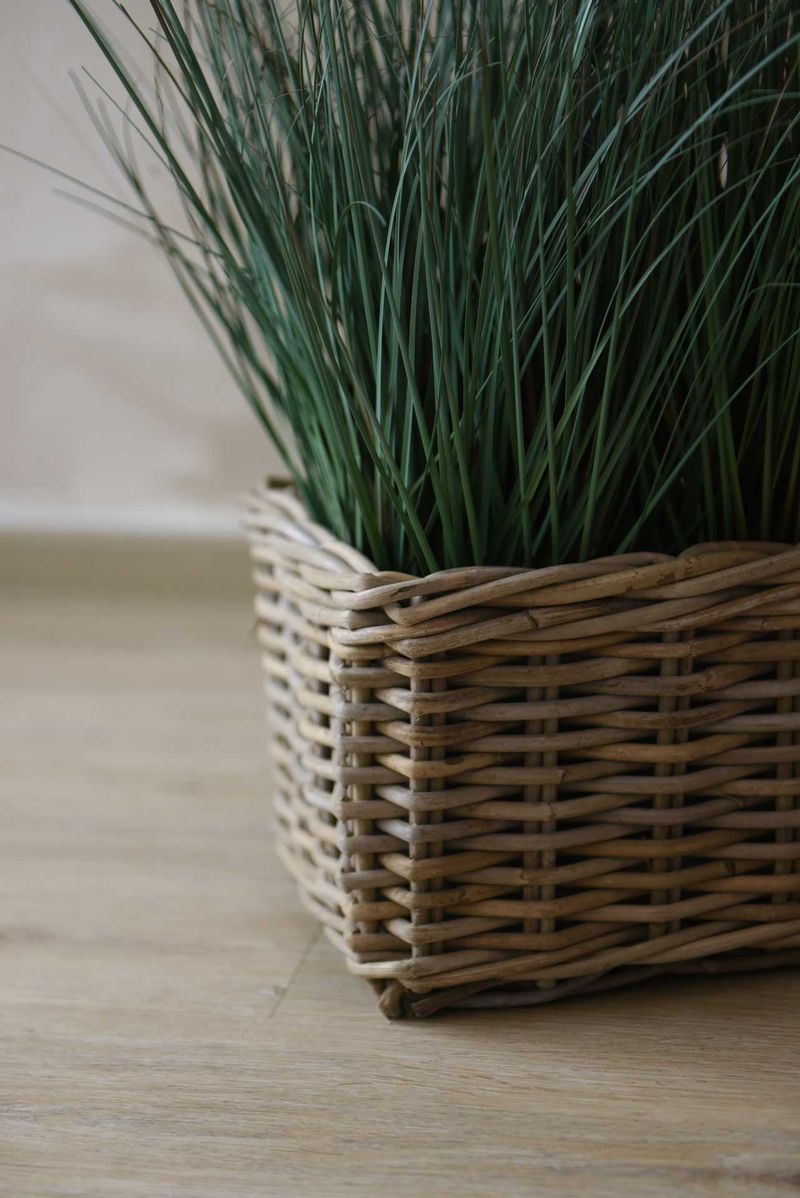 Blumenkasten Blumenkorb Rattan FLORET Grau Natur | 40x23x20 cm | 80004410140