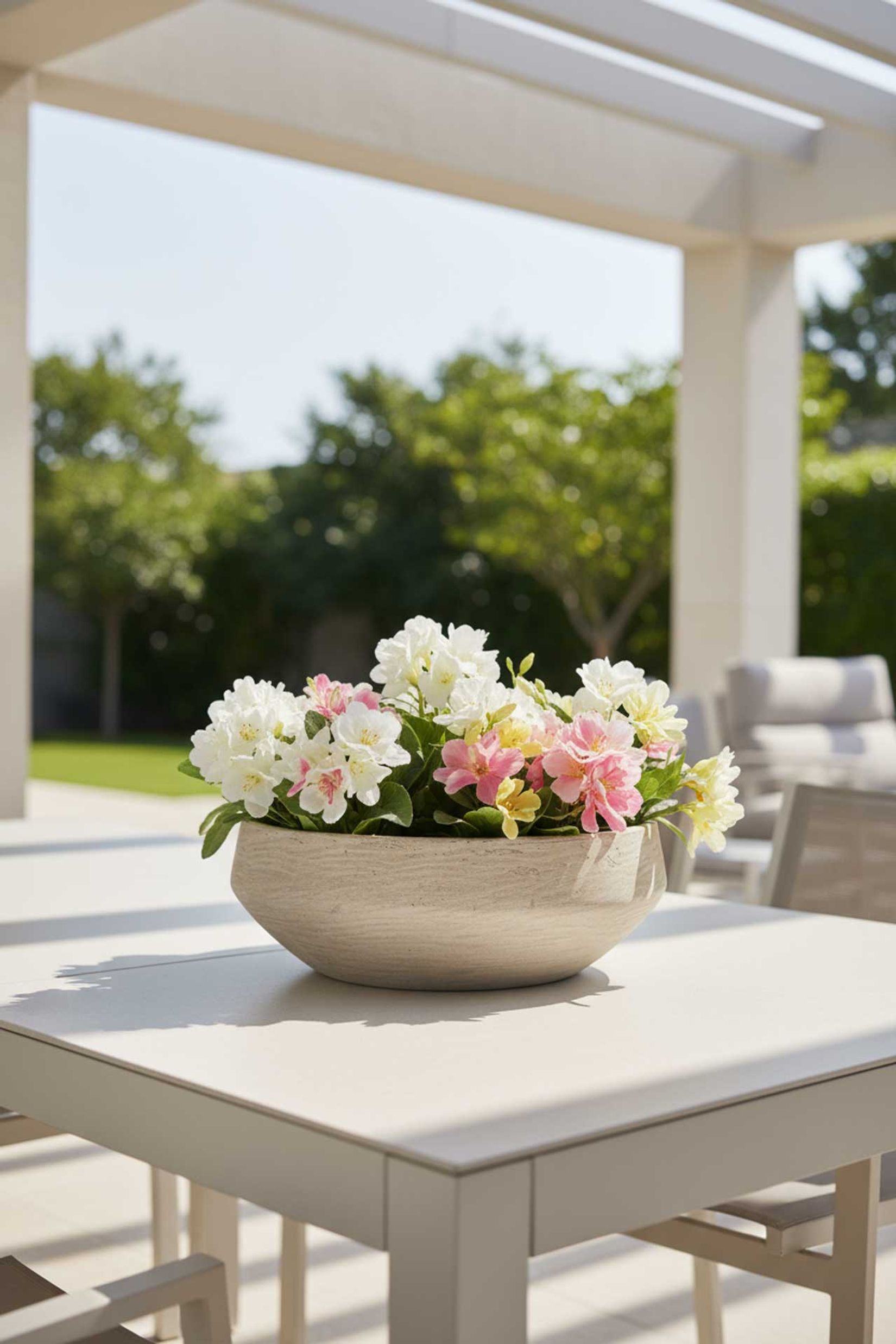 Pflanzschale Dekoschale Fiberglas SKRELLE Vulkanbeige