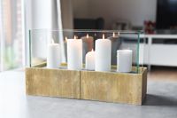 Deko-Windlicht Kerzenhalter rechteckig Holz CANDELITO Braun