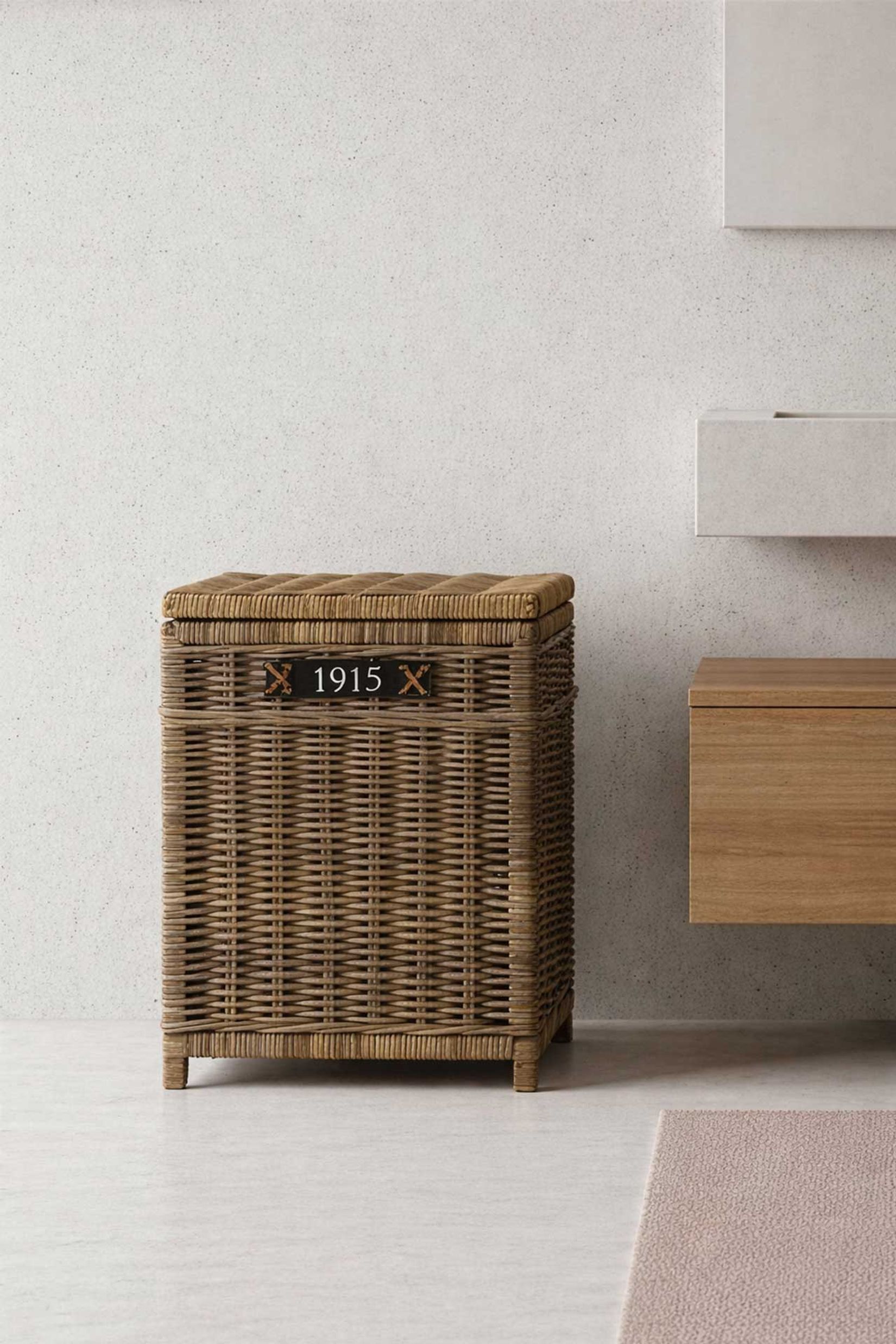 Wäschekorb CESTO Rattan 50x35x66 cm Grau