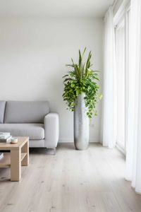 Pflanzgefäß Bodenvase SOLERIO Fiberglas Silber Hochglanz